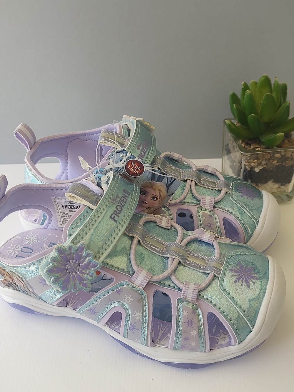 Disney Frozen II Girls Light-Up Sandals - Purple, Silver & Teal Accents